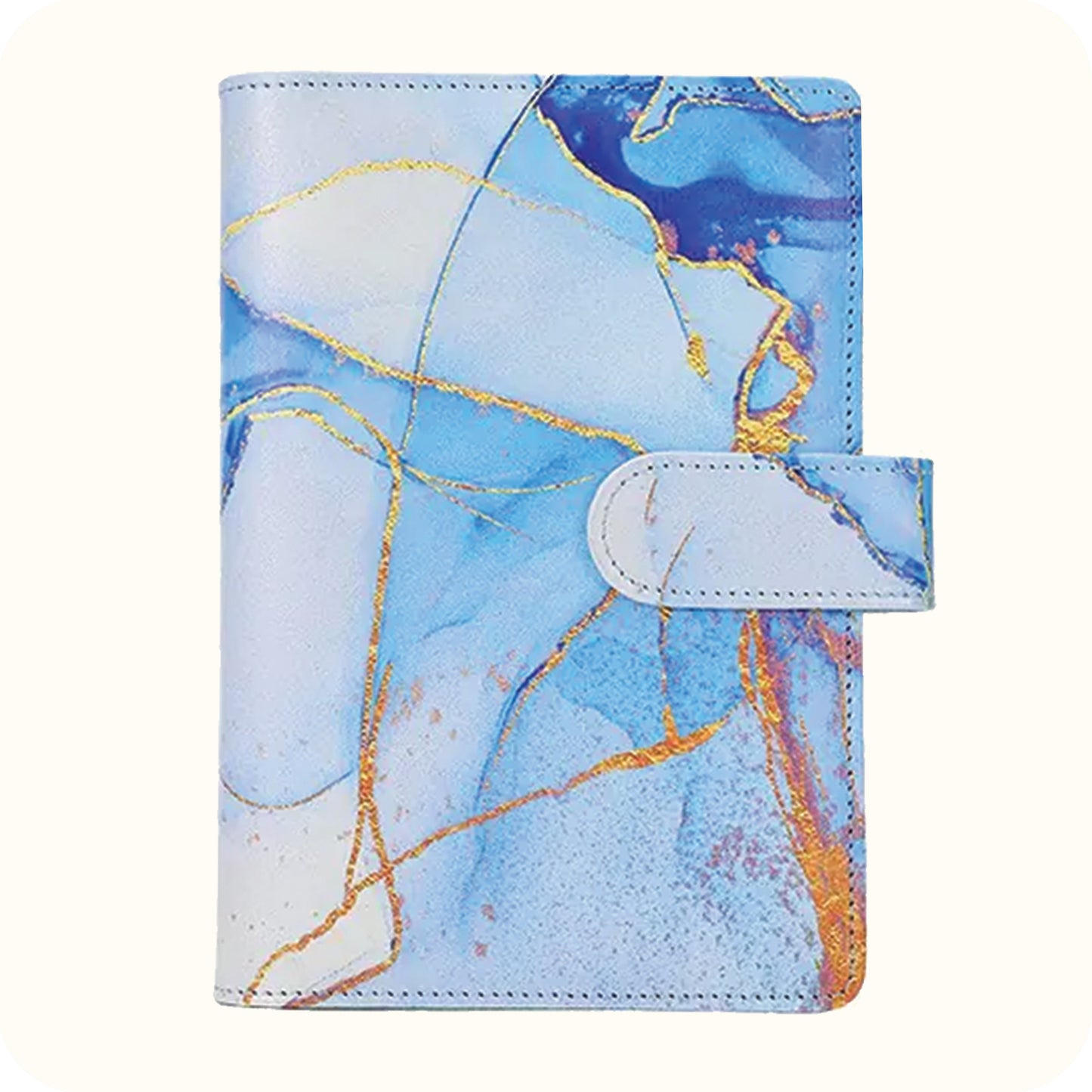 A6 Marble Budget Binder – Faux Leather Notebook with Cash Envelopes & Card Holder