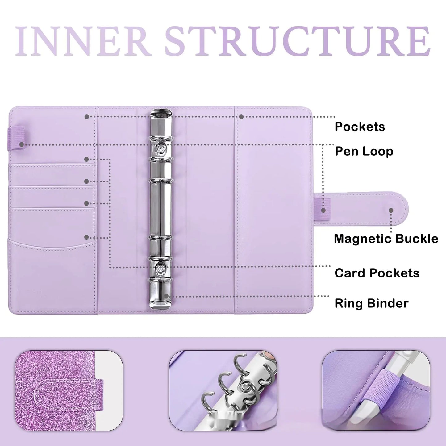 A6 Starlight Budget Binder –  PU Notebook with Envelopes, Budget Sheets & Stickers