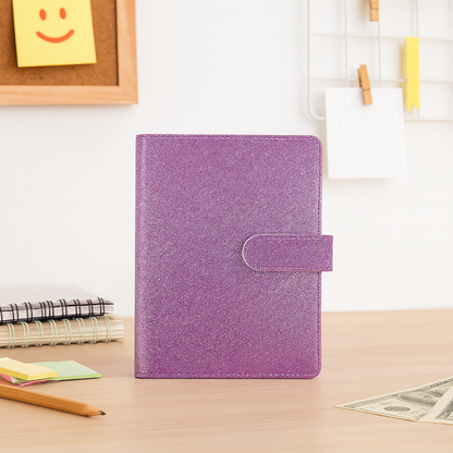A6 Starlight Budget Binder –  PU Notebook with Envelopes, Budget Sheets & Stickers