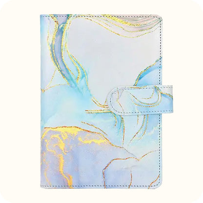 A6 Marble Budget Binder – Faux Leather Notebook with Cash Envelopes & Card Holder