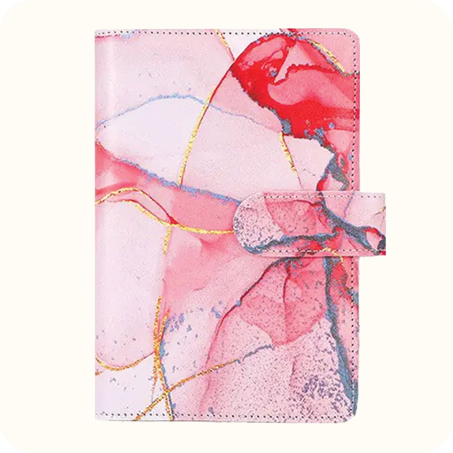 A6 Marble Budget Binder – Faux Leather Notebook with Cash Envelopes & Card Holder